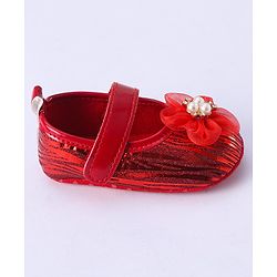 Cute Walk by Babyhug Booties Floral Applique - Red