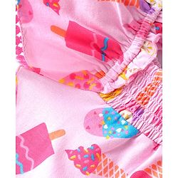 Babyhug  Half Sleeves Top with Smocking & Ice Cream  Print - Pink