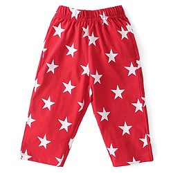 Babyhug Cotton Knit Half Sleeves Night Suit Star Print - Red