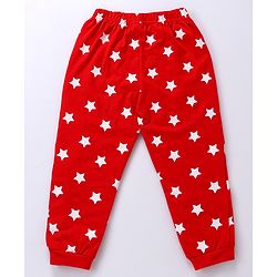 Babyhug Cotton Knit Half Sleeves Night Suit Star Print - Red
