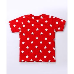 Babyhug Cotton Knit Half Sleeves Night Suit Star Print - Red