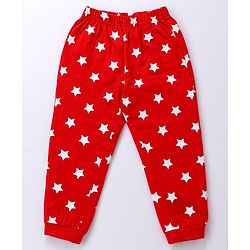 Babyhug Cotton Knit Half Sleeves Night Suit Star Print - Red