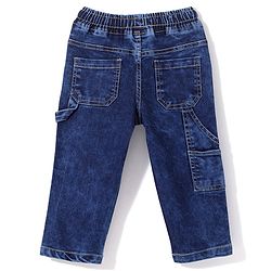 Babyhug Denim Full Length With Stretch Washed Jeans Text Print - Blue