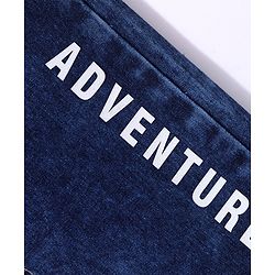 Babyhug Denim Full Length With Stretch Washed Jeans Text Print - Blue