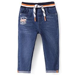 Babyhug Cotton Blend Full Length Stretchable Denim Jeans Text Print - Blue