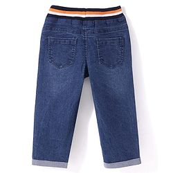 Babyhug Cotton Blend Full Length Stretchable Denim Jeans Text Print - Blue