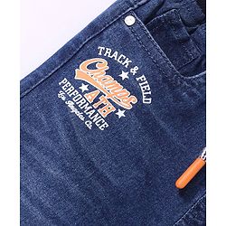 Babyhug Cotton Blend Full Length Stretchable Denim Jeans Text Print - Blue