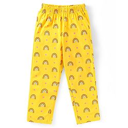 Babyhug Cotton Half Sleeves Night Suit With Rainbow Print - Yellow