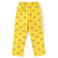 Babyhug Cotton Half Sleeves Night Suit With Rainbow Print - Yellow