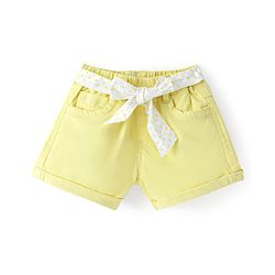Babyhug Twill Woven Mid Thigh Solid Colour Stretchable Shorts - Yellow