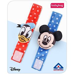 Babyhug Disney Donald and Mickey Mouse Wrist Rattles Pack of 2 - Red & Blue