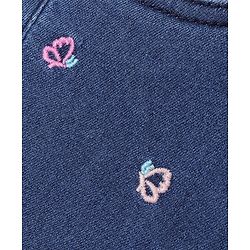 Babyhug Denim Mid Thigh Length Shorts With Stretch Butterfly Embroidery - Dark Blue