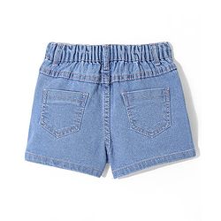 Babyhug Denim Mid Thigh Length Shorts With Stretch Butterfly Embroidery - Blue
