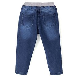 Babyhug Denim Full Length Jeans Numeric Print - Deep Blue