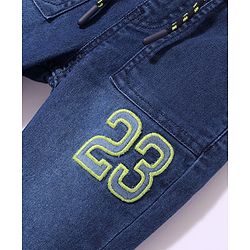 Babyhug Denim Full Length Jeans Numeric Print - Deep Blue
