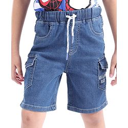 Babyhug Denim Above Knee Length Bermuda with Stretch - Blue