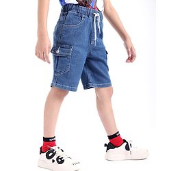 Babyhug Denim Above Knee Length Bermuda with Stretch - Blue