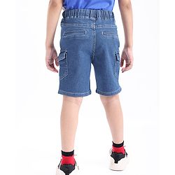 Babyhug Denim Above Knee Length Bermuda with Stretch - Blue
