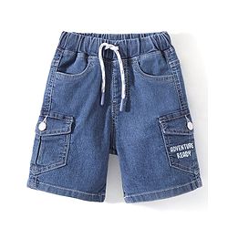 Babyhug Denim Above Knee Length Bermuda with Stretch - Blue