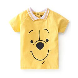 Babyhug Disney 100% Cotton Single Jersey Half Sleeve T-Shirt & Shorts With Winnie The Pooh Graphics - Yellow & Blue