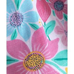 Babyhug 100% Cotton Knit Singlet Sleeves Floral Printed Frock Style Onesie - Multicolour