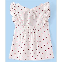 Babyhug All Over Heart Print with Frill  - White & Pink