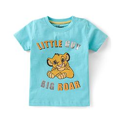 Babyhug Disney Single Jersey Knit Foil Print Half Sleeves T-Shirt & Shorts with Lion King Graphics - Sky Blue