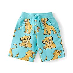 Babyhug Disney Single Jersey Knit Foil Print Half Sleeves T-Shirt & Shorts with Lion King Graphics - Sky Blue