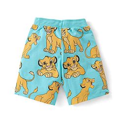 Babyhug Disney Single Jersey Knit Foil Print Half Sleeves T-Shirt & Shorts with Lion King Graphics - Sky Blue