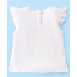 Babyhug Cotton Knit Frill Sleeves  Top With Text Print - White