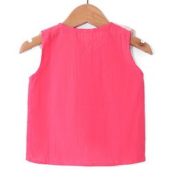 Babyhug Seersucker Sleeveless Front Open Top with Embroidery - Pink