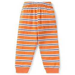 Babyhug Cotton Knit Full Sleeves Lion Printed Night Suit - Orange