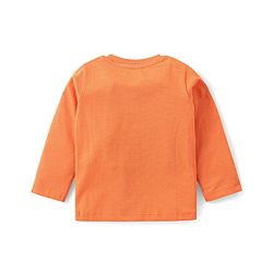 Babyhug Cotton Knit Full Sleeves Lion Printed Night Suit - Orange