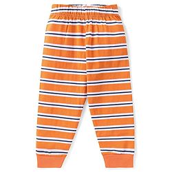 Babyhug Cotton Knit Full Sleeves Lion Printed Night Suit - Orange