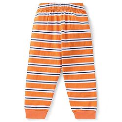 Babyhug Cotton Knit Full Sleeves Lion Printed Night Suit - Orange