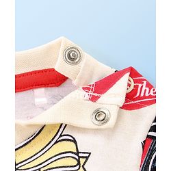 Babyhug Disney Single Jersey Knit Half Sleeves T-Shirt And Shorts Set With Mickey Mouse Family Print - Off White & Red