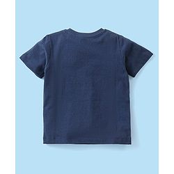 Babyhug Cotton Knit Half Sleeves Short Night Suit With Dino Print - Navy Blue