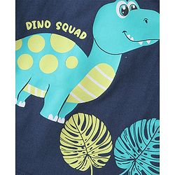 Babyhug Cotton Knit Half Sleeves Short Night Suit With Dino Print - Navy Blue