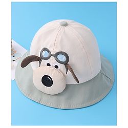 Babyhug Bucket Hat with Puppy Embroidery & Applique - Light Green