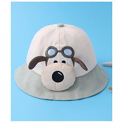 Babyhug Bucket Hat with Puppy Embroidery & Applique - Light Green
