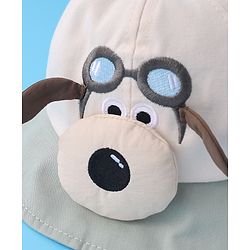 Babyhug Bucket Hat with Puppy Embroidery & Applique - Light Green