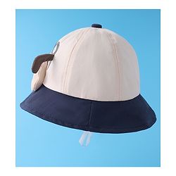 Babyhug Bucket Hat with Puppy Embroidery & Applique - Navy Blue