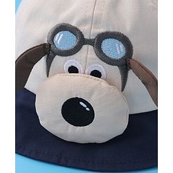 Babyhug Bucket Hat with Puppy Embroidery & Applique - Navy Blue