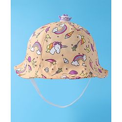 Babyhug Bucket Hat Unicorn Print - Light Yellow