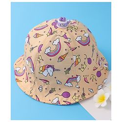 Babyhug Bucket Hat Unicorn Print - Light Yellow