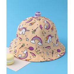 Babyhug Bucket Hat Unicorn Print - Light Yellow