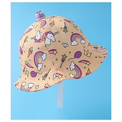 Babyhug Bucket Hat Unicorn Print - Light Yellow