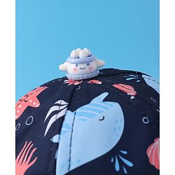 Babyhug Bucket Hat Aquatic Animal Print - Navy Blue