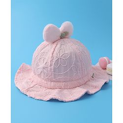 Babyhug Bucket Hat  with Bow Applique - Pink