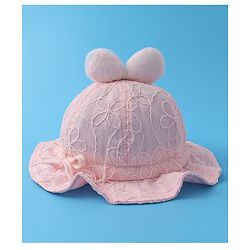 Babyhug Bucket Hat  with Bow Applique - Pink